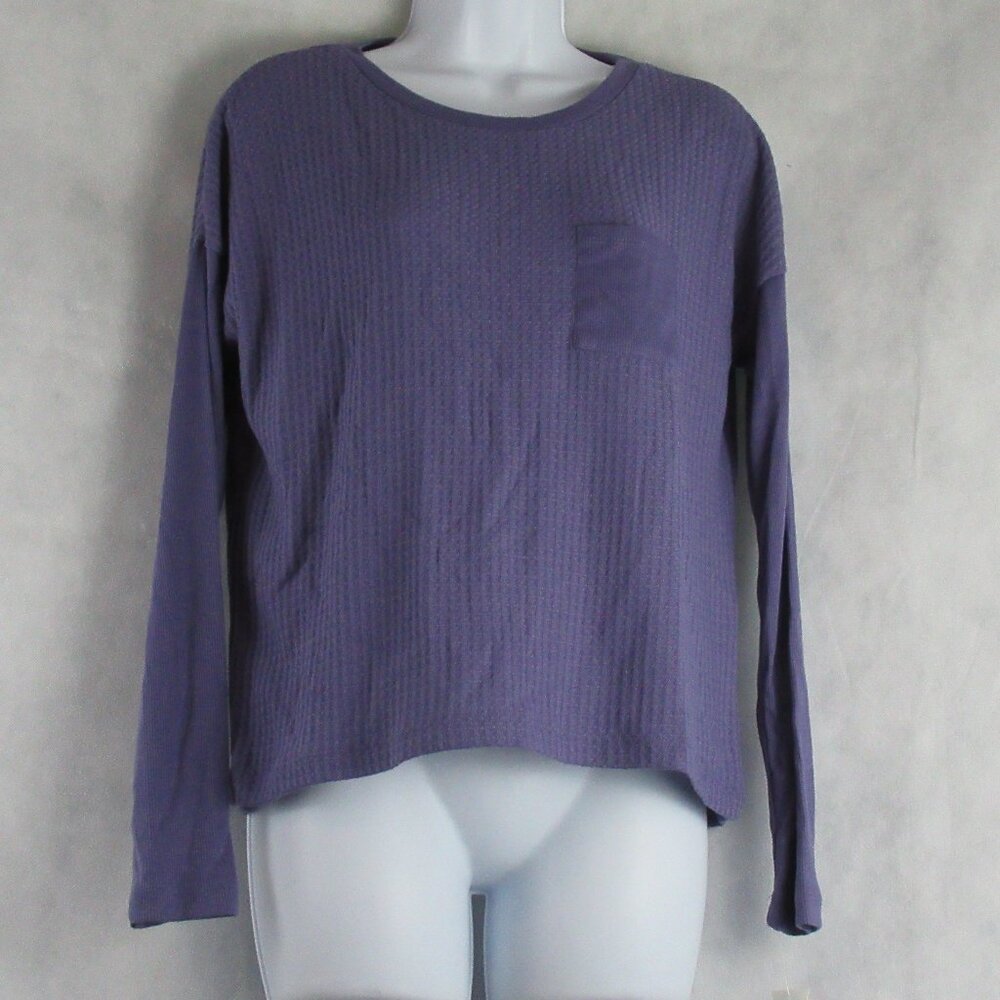 Alfani Women's Thermal Waffle Knit Pajama Top, Plum Garden Purple, Small